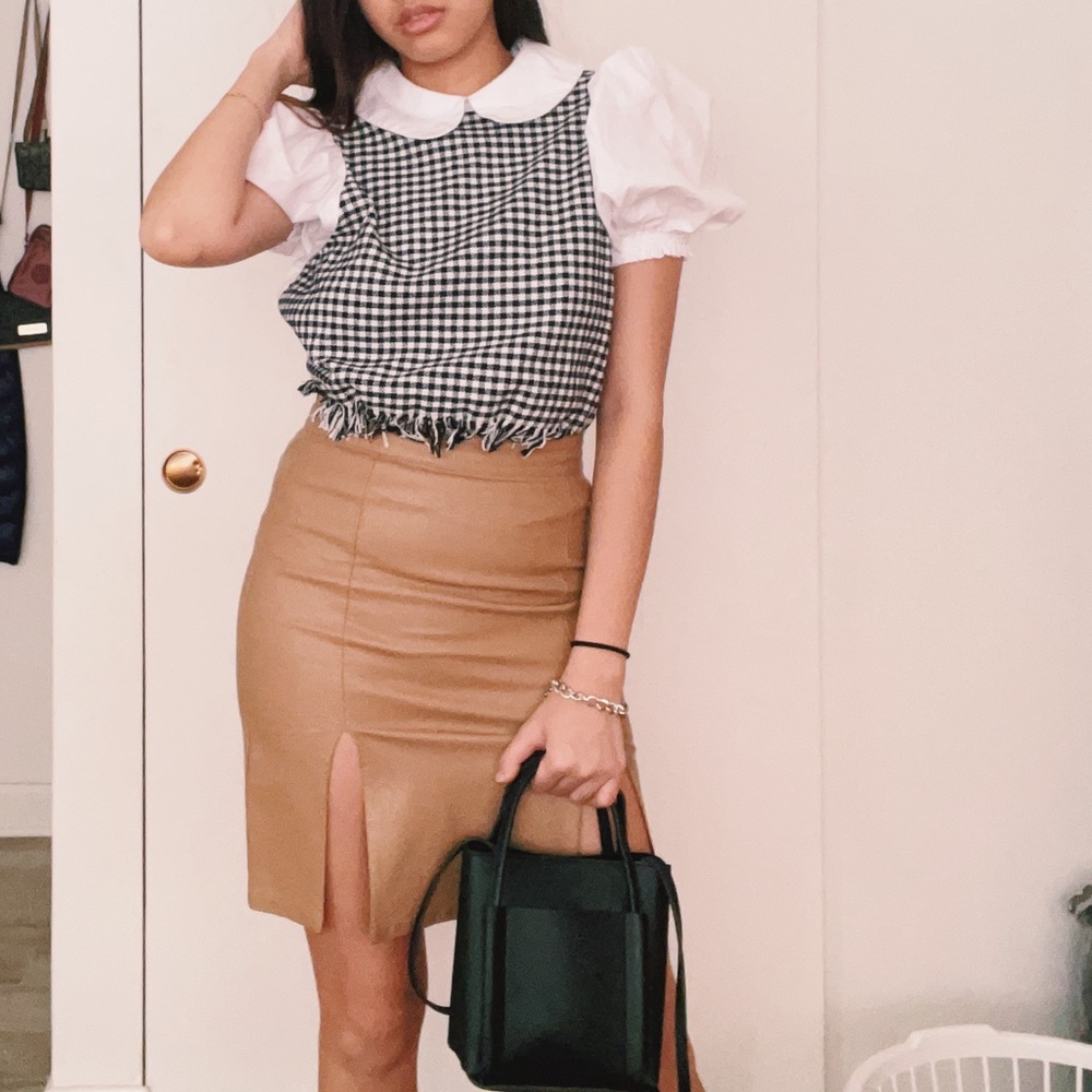 Puff sleeve tweed Blouse